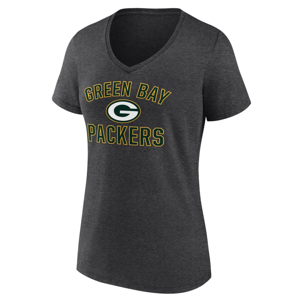 Green Bay Packers Women's Victory Arch Team V-Neck T-Shirt Charcoal | NFL