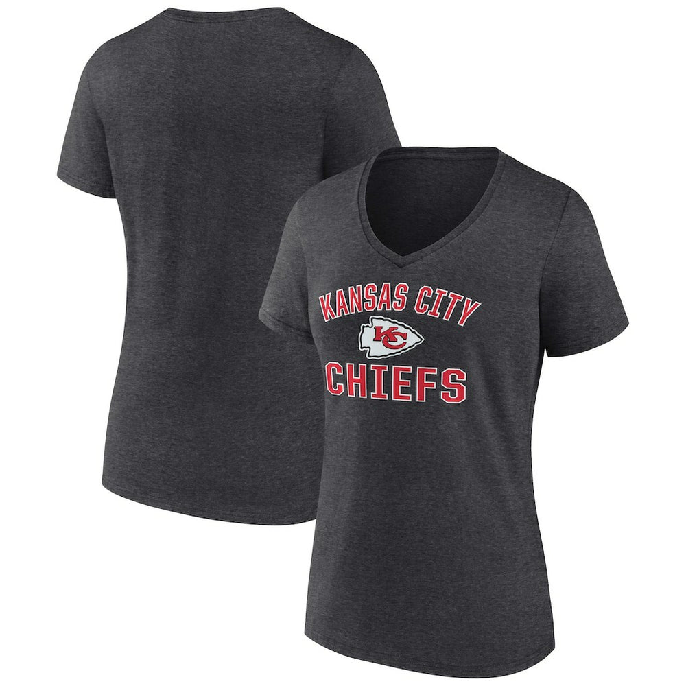 Kansas City Chiefs Women's Victory Arch Team V-Neck T-Shirt Charcoal | NFL