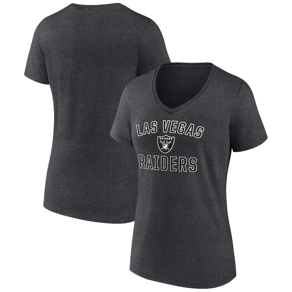 Las Vegas Raiders Women's Victory Arch Team V-Neck T-Shirt Charcoal | NFL
