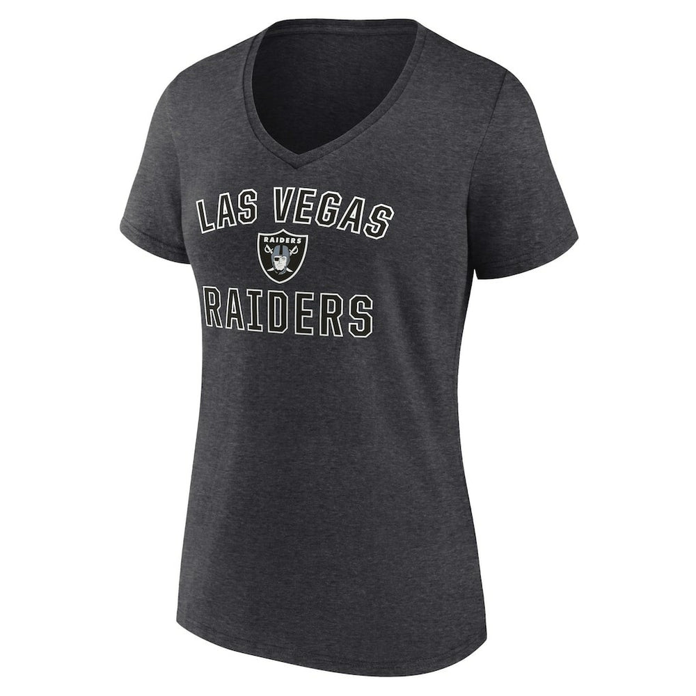 Las Vegas Raiders Women's Victory Arch Team V-Neck T-Shirt Charcoal | NFL