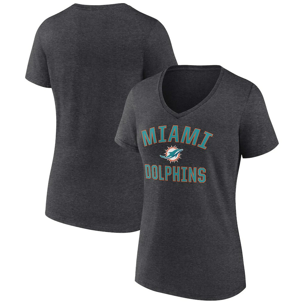 Miami Dolphins Women's Victory Arch Team V-Neck T-Shirt Charcoal | NFL