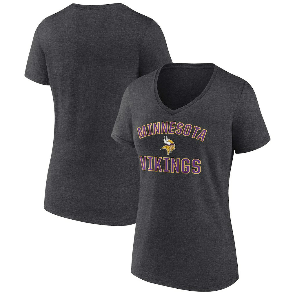 Minnesota Vikings Women's Victory Arch Team V-Neck T-Shirt Charcoal | NFL