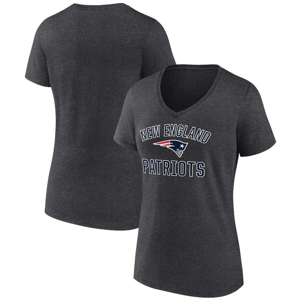 New England Patriots Women's Victory Arch Team V-Neck T-Shirt Charcoal | NFL