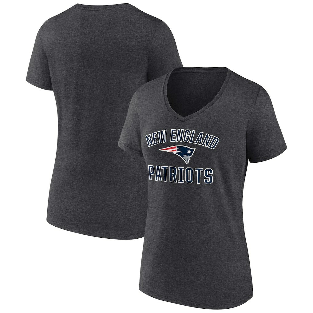 New England Patriots Women's Victory Arch Team V-Neck T-Shirt Charcoal | NFL