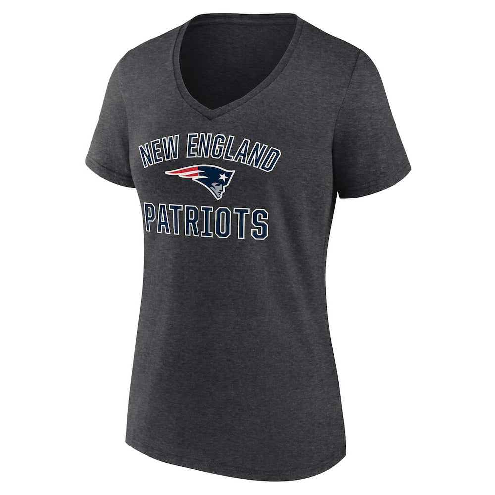 New England Patriots Women's Victory Arch Team V-Neck T-Shirt Charcoal | NFL