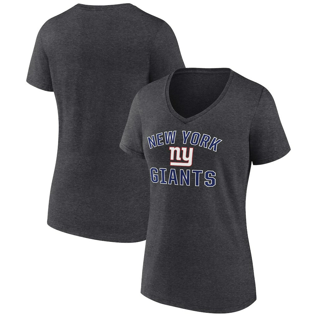 New York Giants Women's Victory Arch Team V-Neck T-Shirt Charcoal | NFL