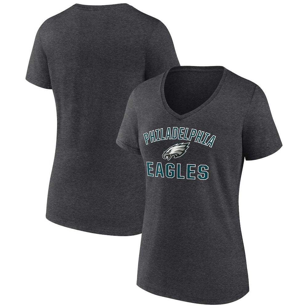 Philadelphia Eagles Women's Victory Arch Team V-Neck T-Shirt Charcoal | NFL