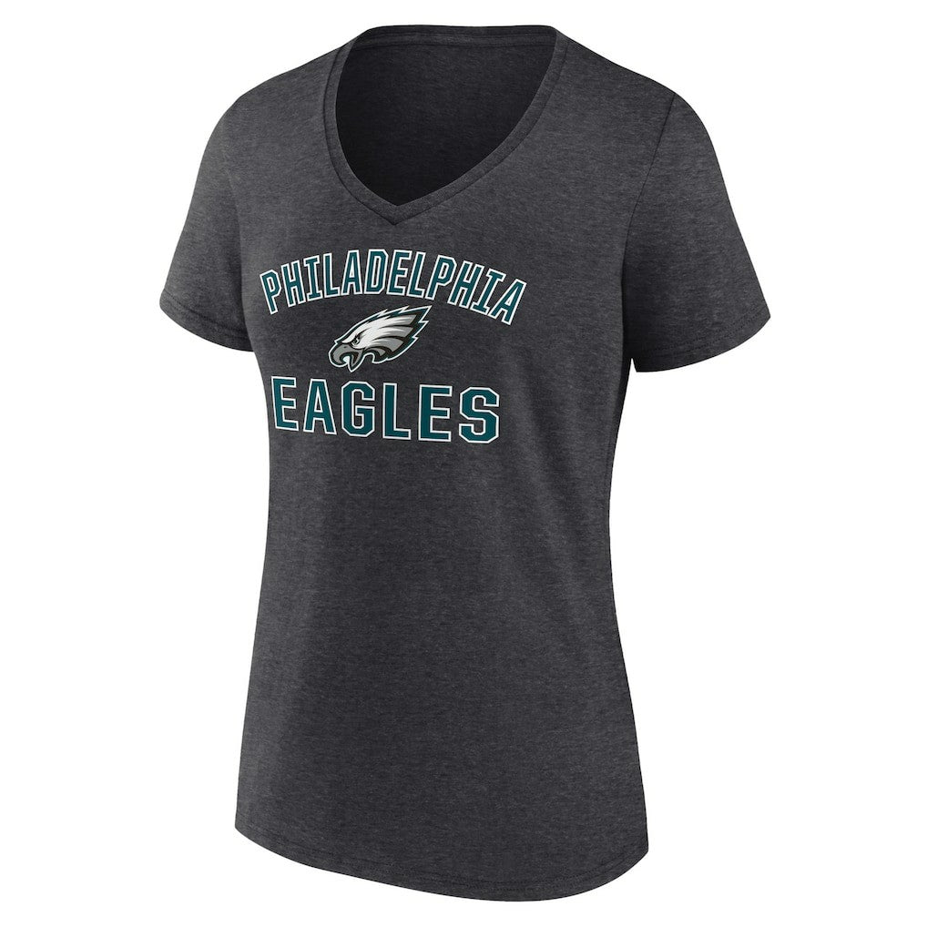 Philadelphia Eagles Women's Victory Arch Team V-Neck T-Shirt Charcoal | NFL