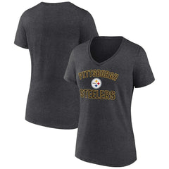 Pittsburgh Steelers Women's Victory Arch Team V-Neck T-Shirt Charcoal | NFL