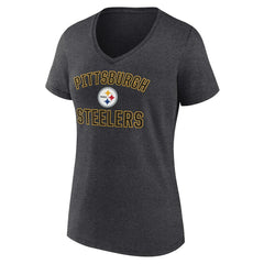 Pittsburgh Steelers Women's Victory Arch Team V-Neck T-Shirt Charcoal | NFL