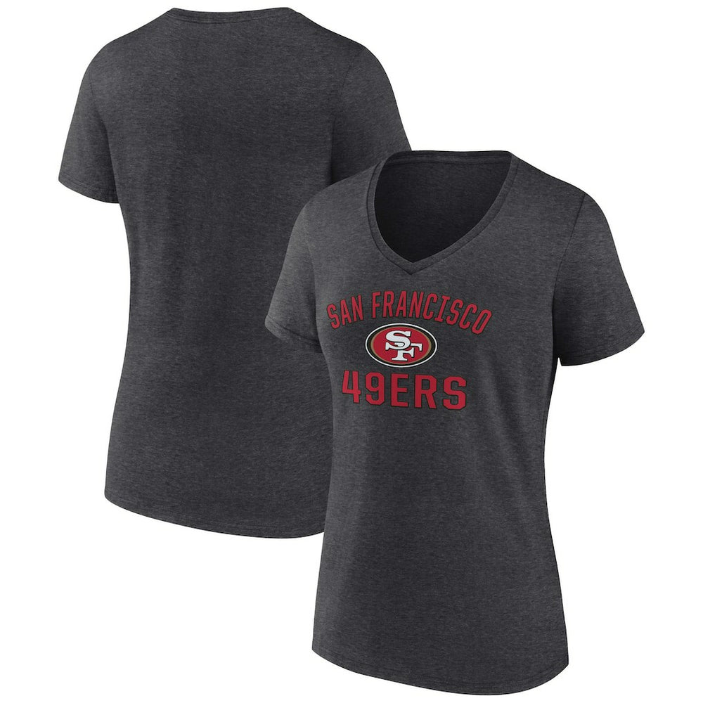 San Francisco 49ers Women's Victory Arch Team V-Neck T-Shirt Charcoal | NFL