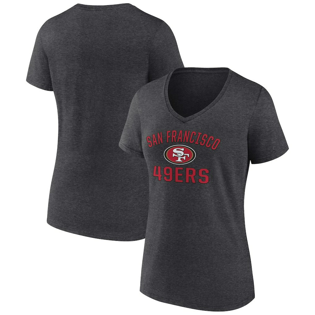 San Francisco 49ers Women's Victory Arch Team V-Neck T-Shirt Charcoal | NFL