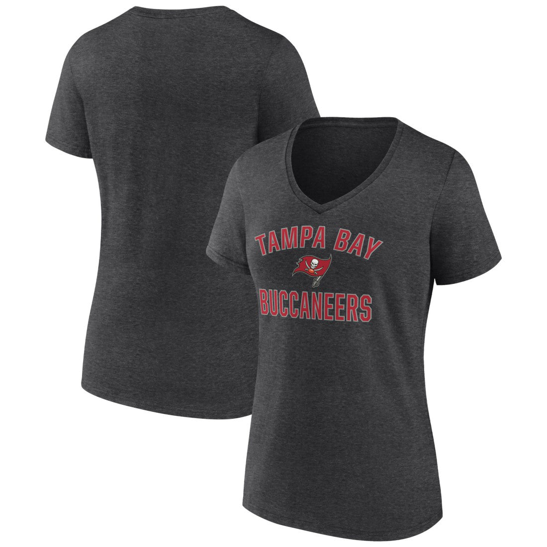 Tampa Bay Buccaneers Women's Victory Arch Team V-Neck T-Shirt Charcoal | NFL