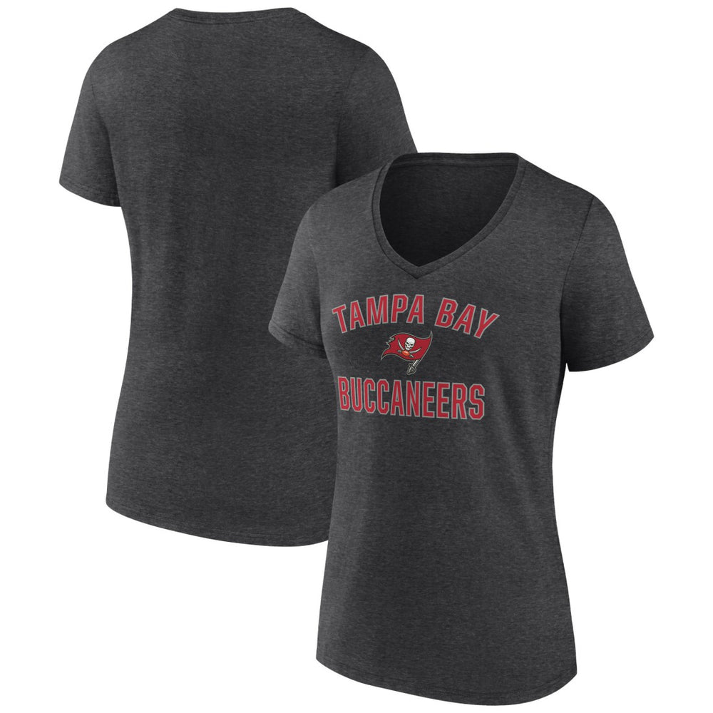 Tampa Bay Buccaneers Women's Victory Arch Team V-Neck T-Shirt Charcoal | NFL