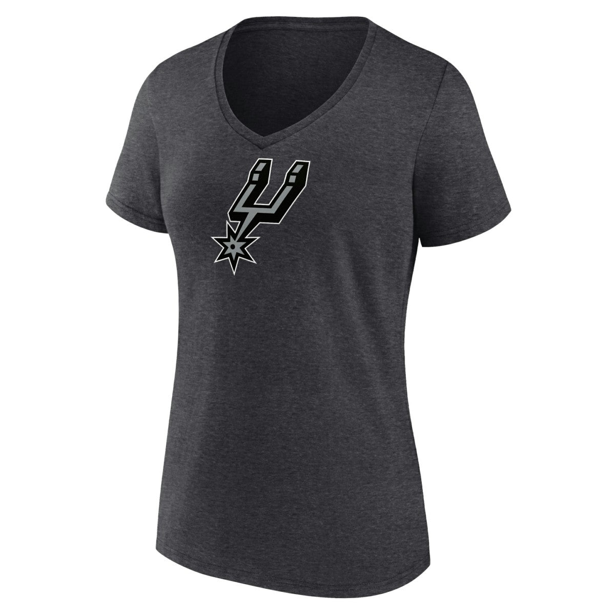 San Antonio Spurs Women's Logo V-Neck T-Shirt Charcoal - NBA