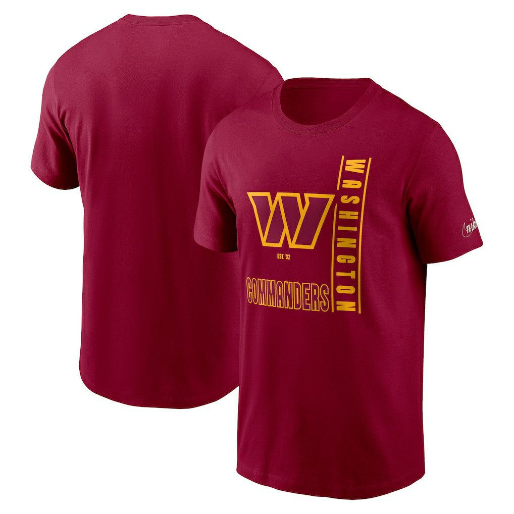 Washington Commanders Lockup Essential T-Shirt Burgundy | Nike for Sale