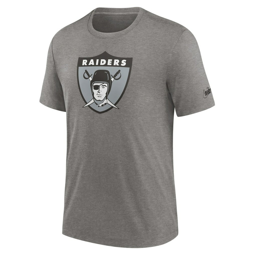 Las Vegas Raiders Rewind Logo Tri-Blend T-Shirt Heather Charcoal | Nike for Sale