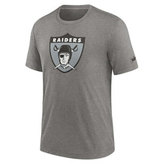 Las Vegas Raiders Rewind Logo Tri-Blend T-Shirt Heather Charcoal | Nike for Sale