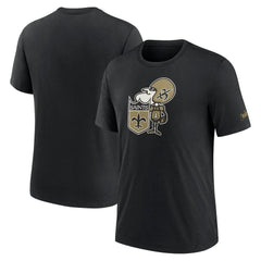 New Orleans Saints Rewind Logo Tri-Blend T-Shirt Black | Nike for Sale