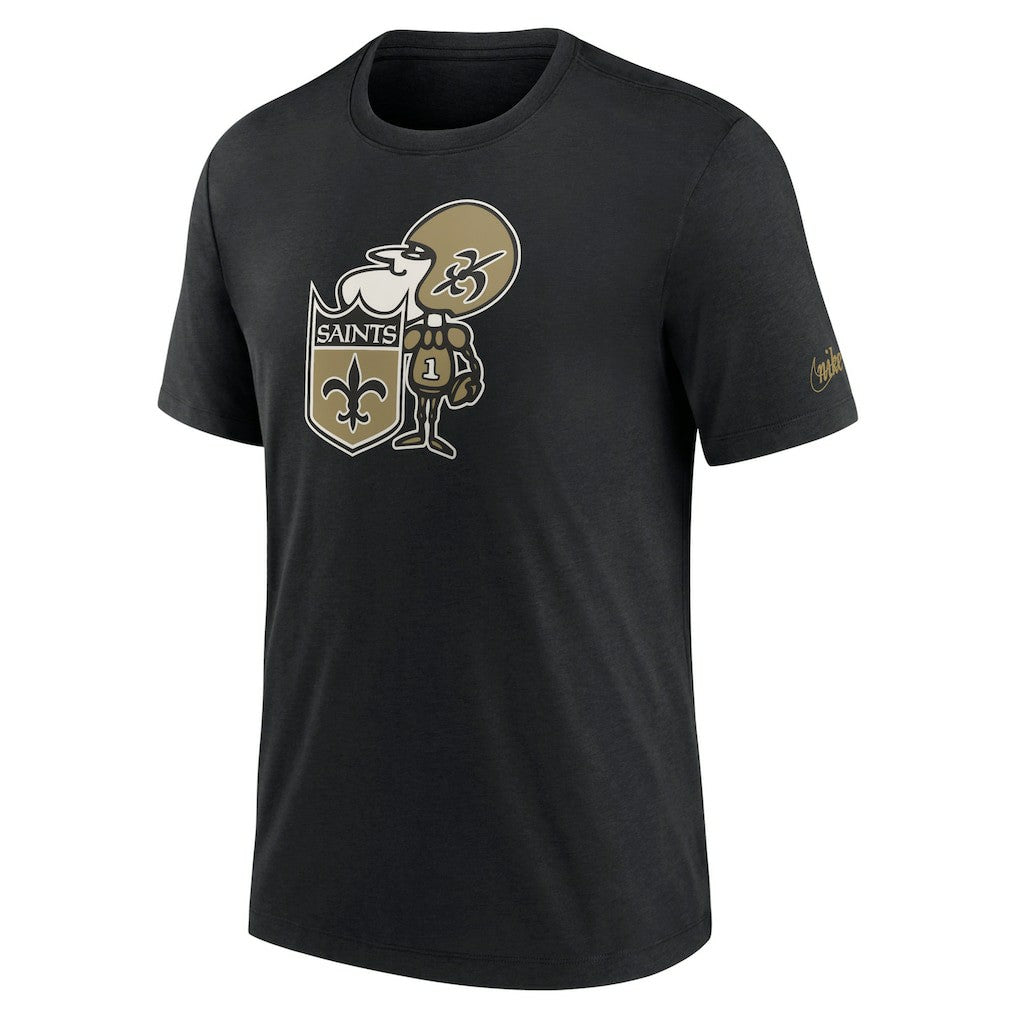 New Orleans Saints Rewind Logo Tri-Blend T-Shirt Black | Nike for Sale