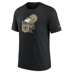 New Orleans Saints Rewind Logo Tri-Blend T-Shirt Black | Nike for Sale