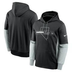 Las Vegas Raiders Color Block Fleece Performance Pullover Hoodie Black | Nike for Sale