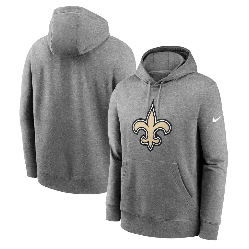 New Orleans Saints Big & Tall Rewind Club Fleece Pullover Hoodie Heather Charcoal | Nike for Sale