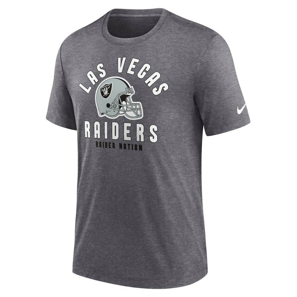 Las Vegas Raiders Helmet Tri-Blend T-Shirt Heather Charcoal | Nike for Sale