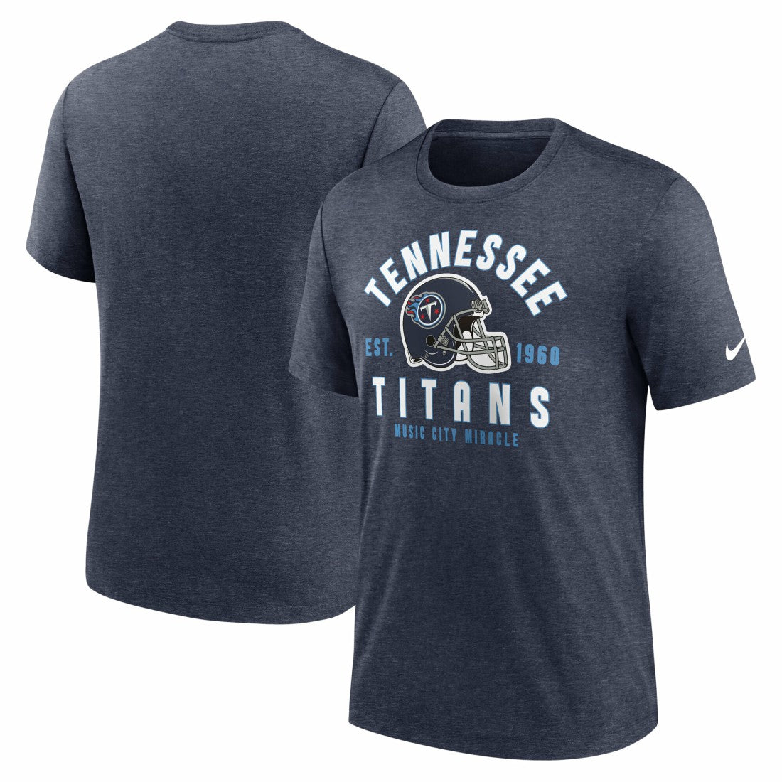 Tennessee Titans Helmet Tri-Blend T-Shirt Heather Navy | Nike for Sale