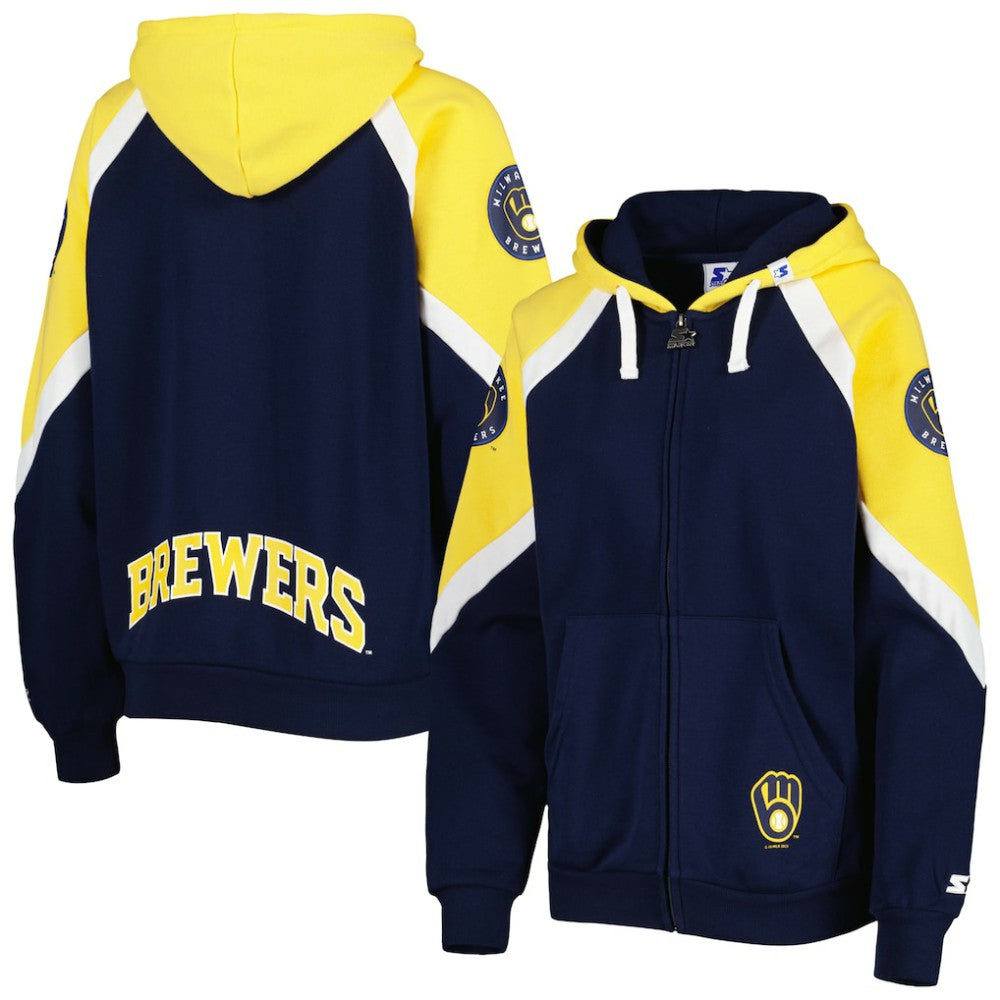 Milwaukee Brewers Starter Women's Hail Mary Full-Zip Hoodie - MLB