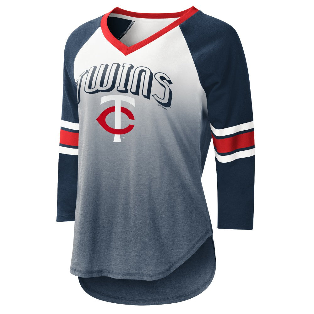 Minnesota Twins G-III 4Her by Carl Banks Women's Lead-Off Raglan 3/4-Sleeve V-Neck T-Shirt - MLB
