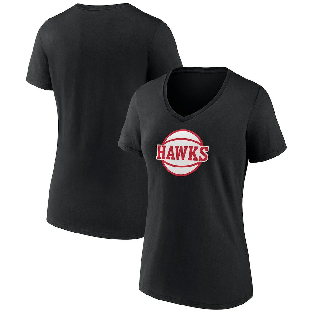 Atlanta Hawks Women's Alternate Logo V-Neck T-Shirt Black - NBA