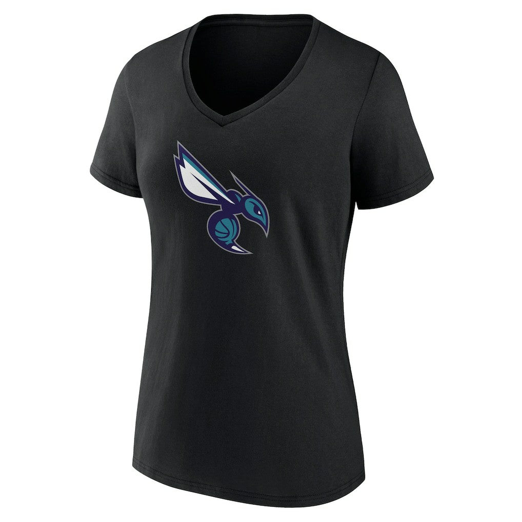 Charlotte Hornets Women's Alternate Logo V-Neck T-Shirt Black - NBA