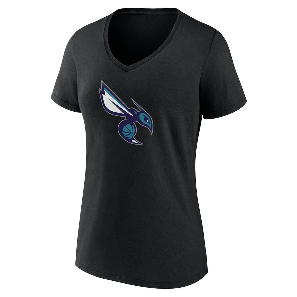 Charlotte Hornets Women's Alternate Logo V-Neck T-Shirt Black - NBA