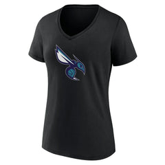 Charlotte Hornets Women's Alternate Logo V-Neck T-Shirt Black - NBA