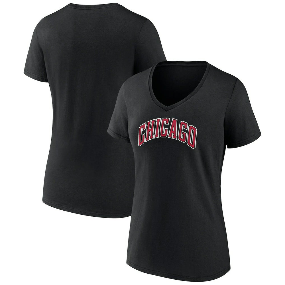 Chicago Bulls Women's Alternate Logo V-Neck T-Shirt Black - NBA
