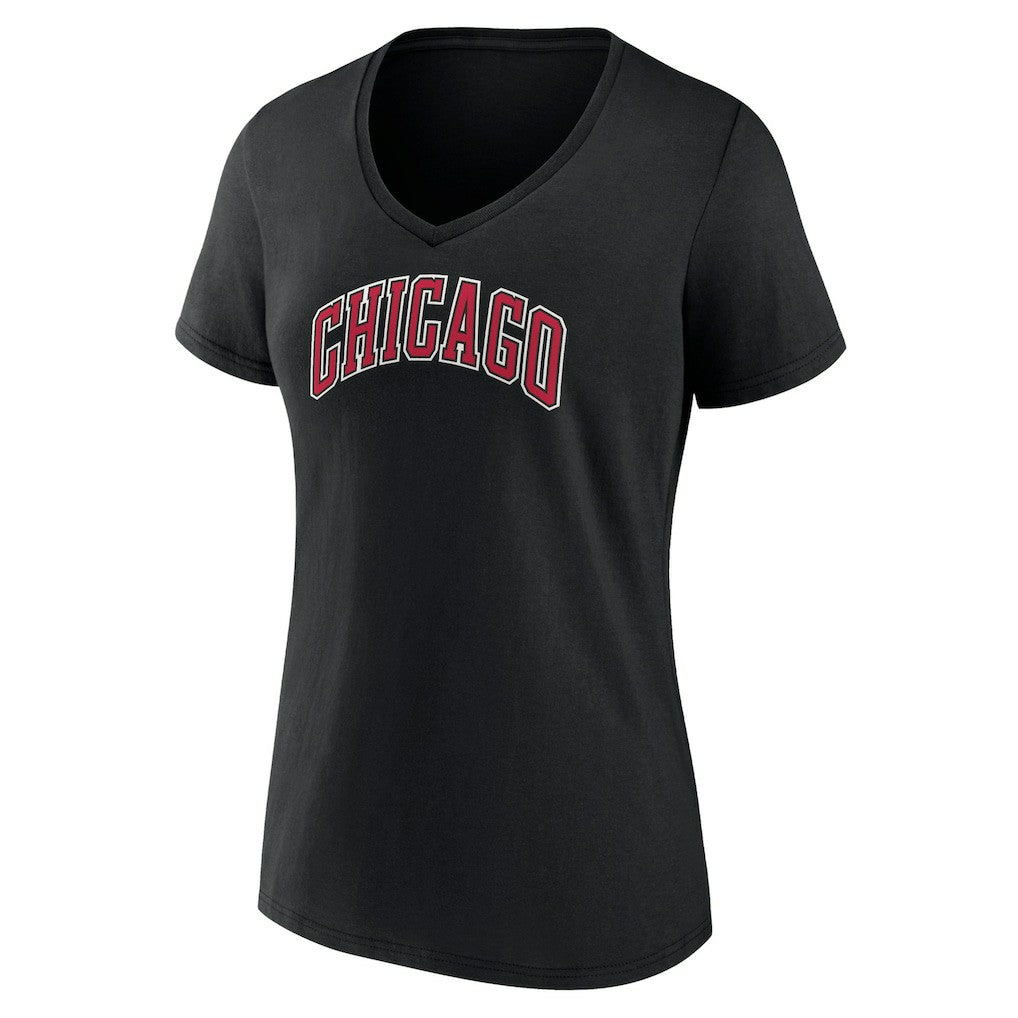 Chicago Bulls Women's Alternate Logo V-Neck T-Shirt Black - NBA