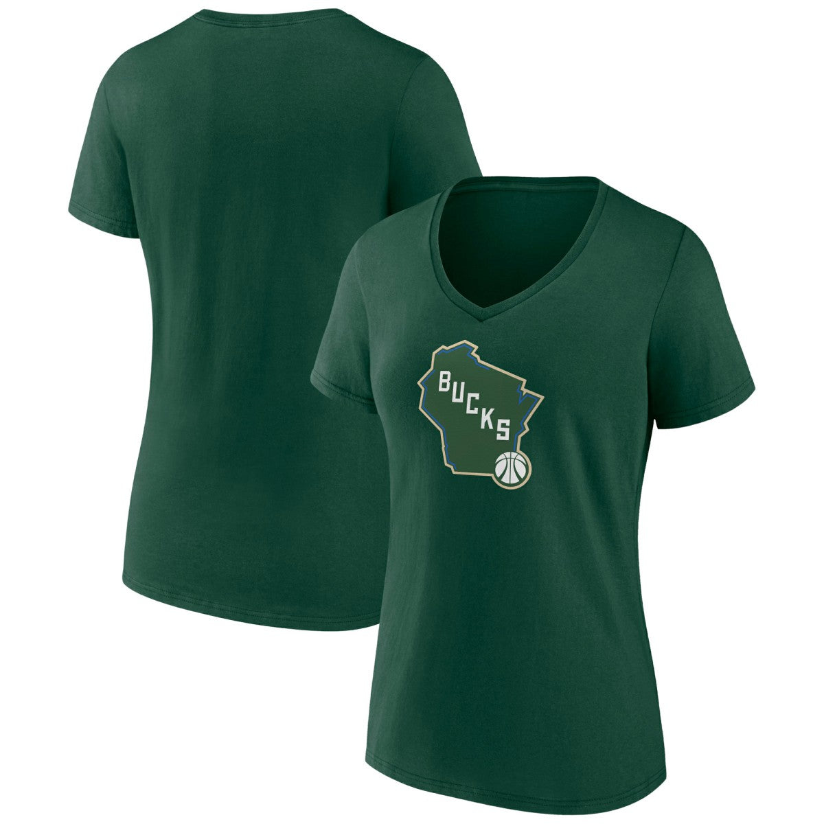 Milwaukee Bucks Women's Alternate Logo V-Neck T-Shirt Green - NBA