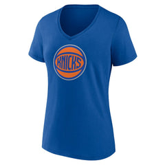 New York Knicks Women's Alternate Logo V-Neck T-Shirt Royal - NBA
