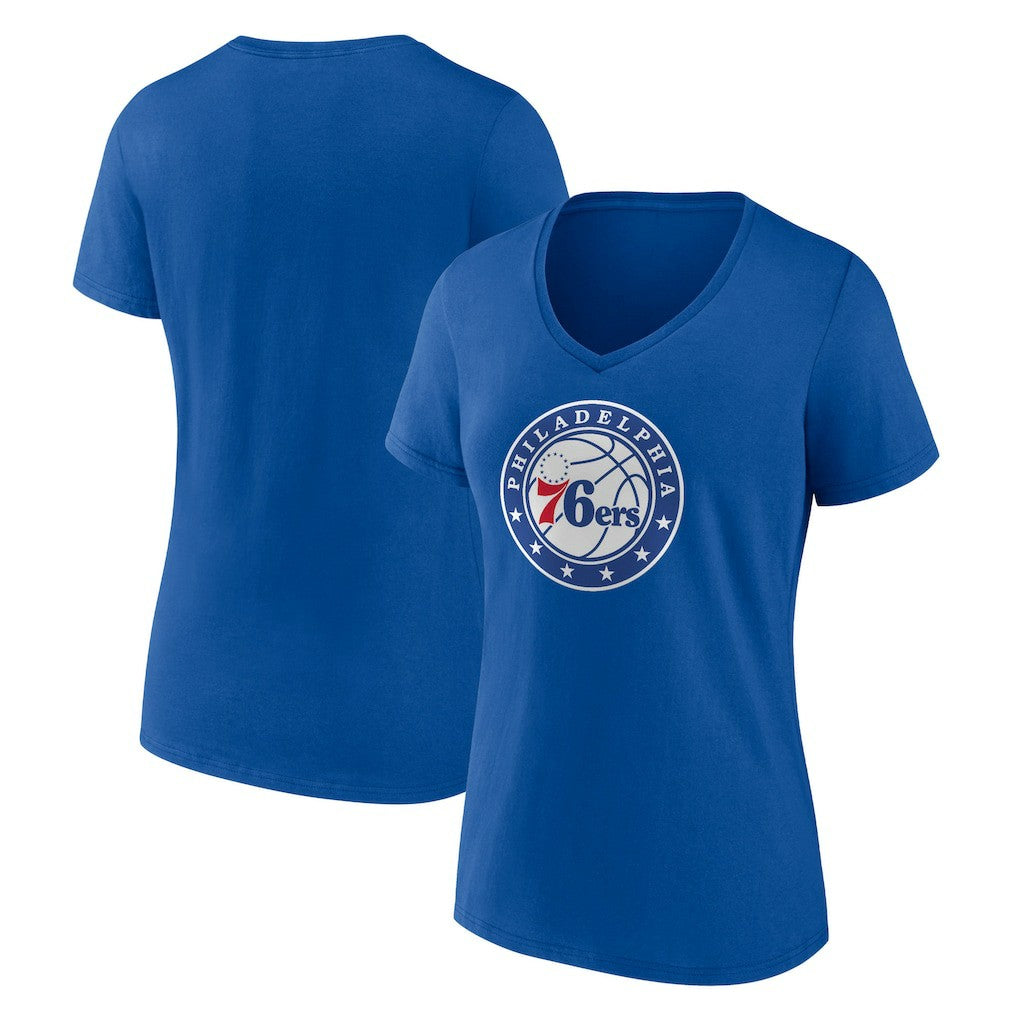 Philadelphia 76ers Women's Alternate Logo V-Neck T-Shirt Royal - NBA