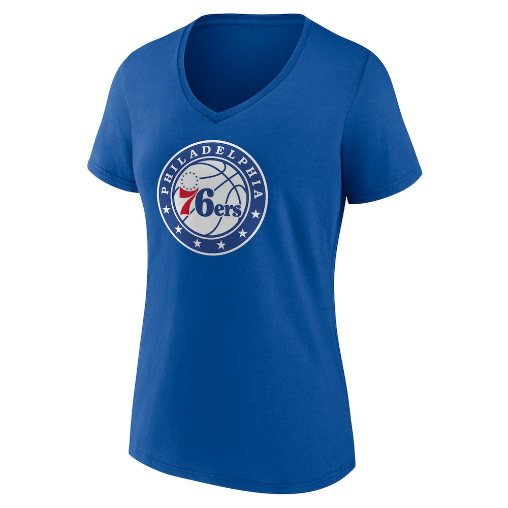 Philadelphia 76ers Women's Alternate Logo V-Neck T-Shirt Royal - NBA