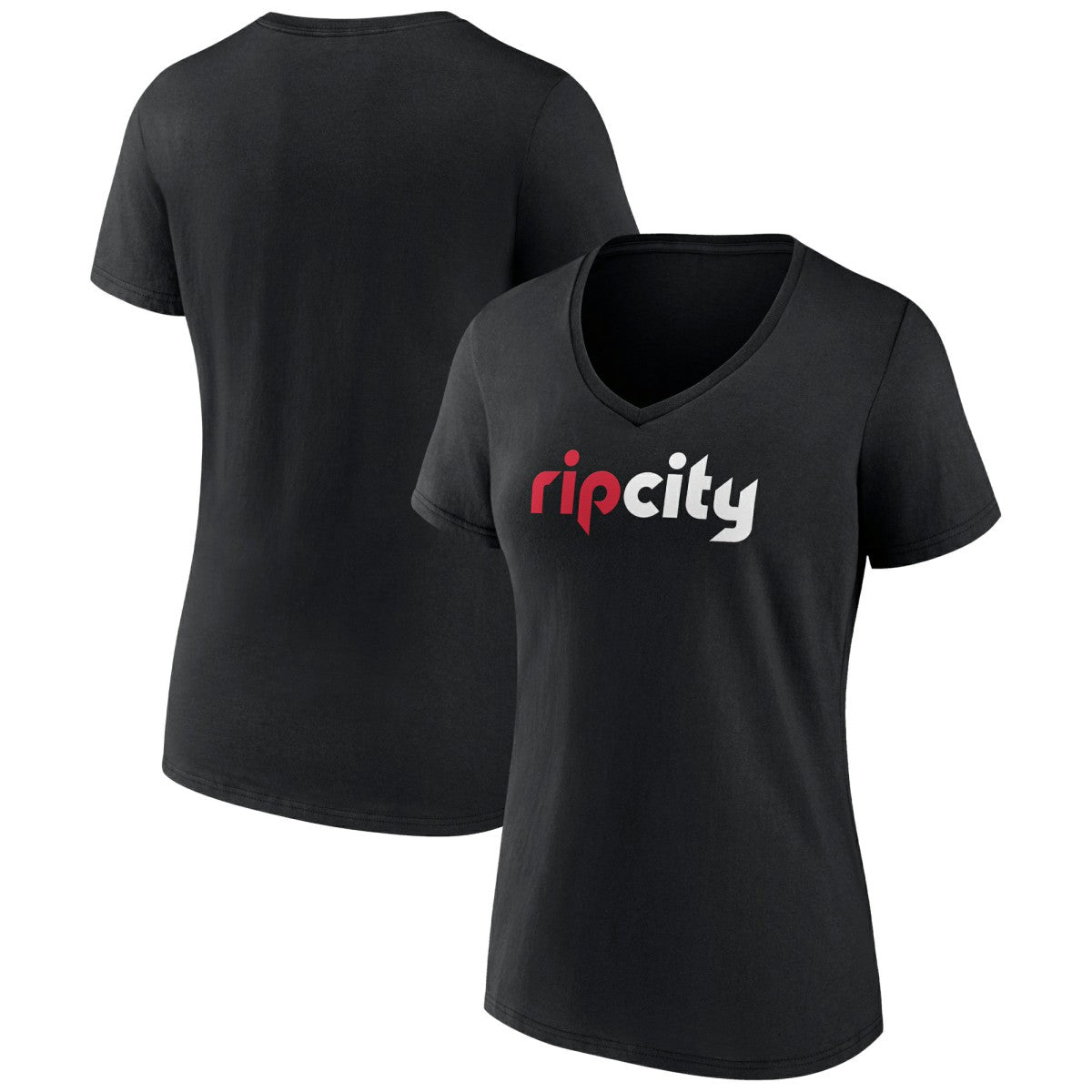 Portland Trail Blazers Women's Alternate Logo V-Neck T-Shirt Black - NBA