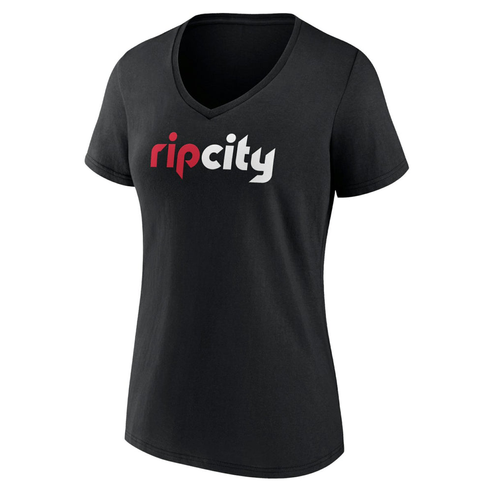 Portland Trail Blazers Women's Alternate Logo V-Neck T-Shirt Black - NBA