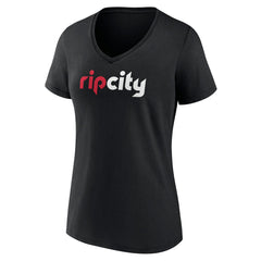 Portland Trail Blazers Women's Alternate Logo V-Neck T-Shirt Black - NBA