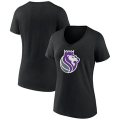 Sacramento Kings Women's Alternate Logo V-Neck T-Shirt Black - NBA