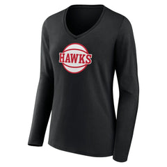 Atlanta Hawks Women's Alternate Logo V-Neck Long Sleeve T-Shirt Black - NBA