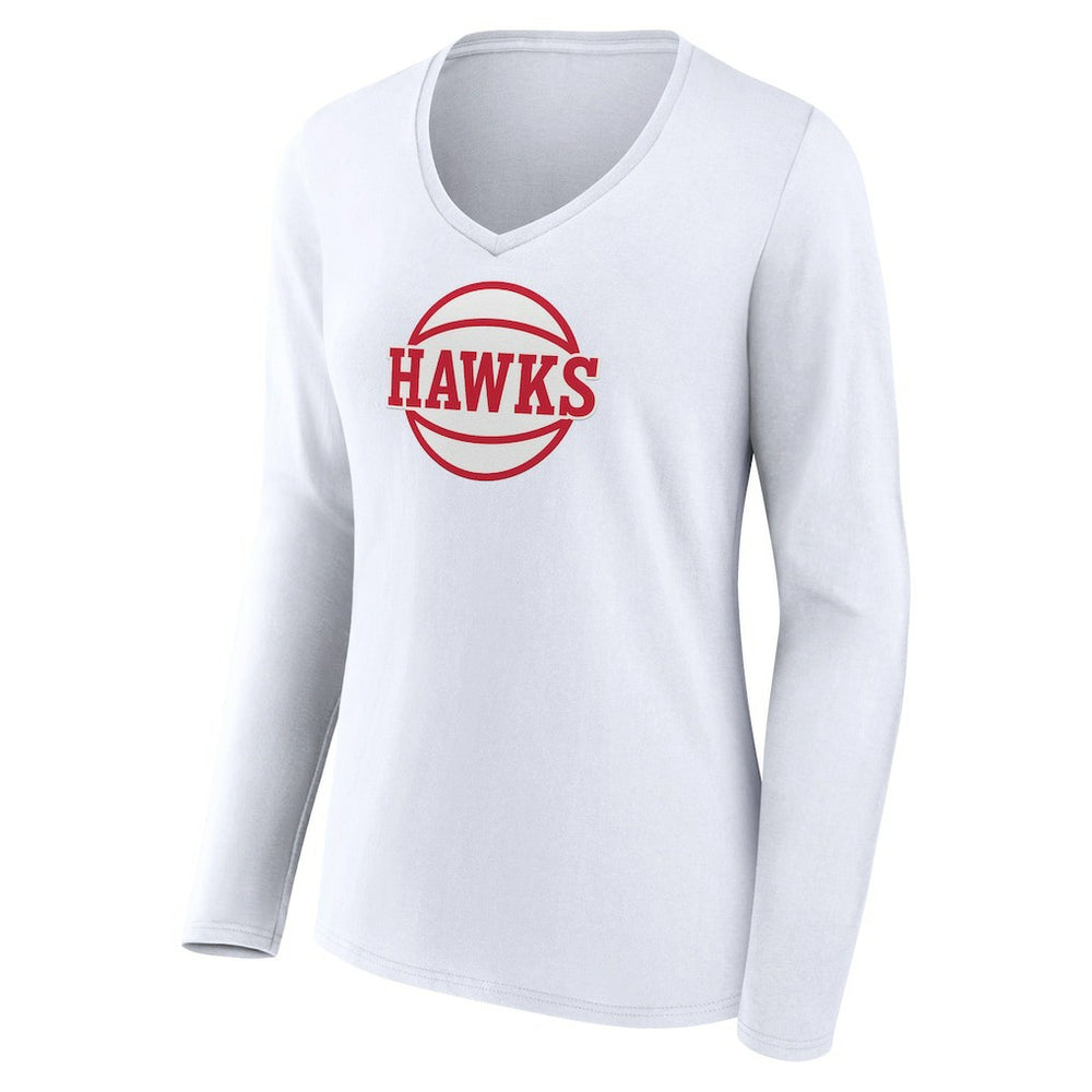 Atlanta Hawks Women's Alternate Logo V-Neck Long Sleeve T-Shirt White - NBA
