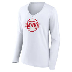 Atlanta Hawks Women's Alternate Logo V-Neck Long Sleeve T-Shirt White - NBA