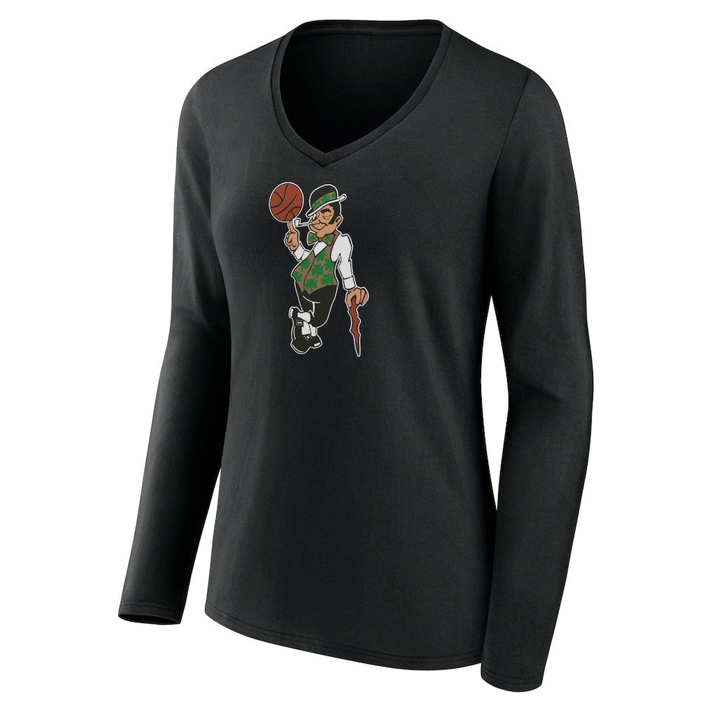 Boston Celtics Women's Alternate Logo V-Neck Long Sleeve T-Shirt Black - NBA