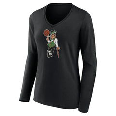 Boston Celtics Women's Alternate Logo V-Neck Long Sleeve T-Shirt Black - NBA